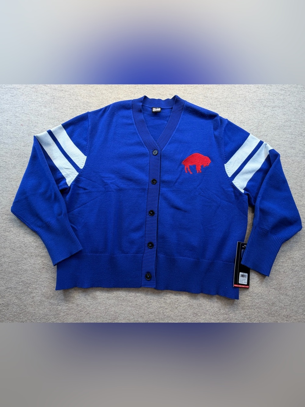 Buffalo Bills Ultra Game NFL Cardigan Sweater Blue Red NWT Size L